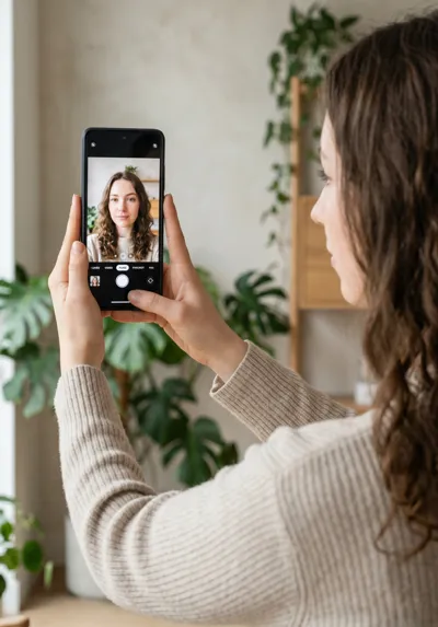 Person taking a selfie with their phone